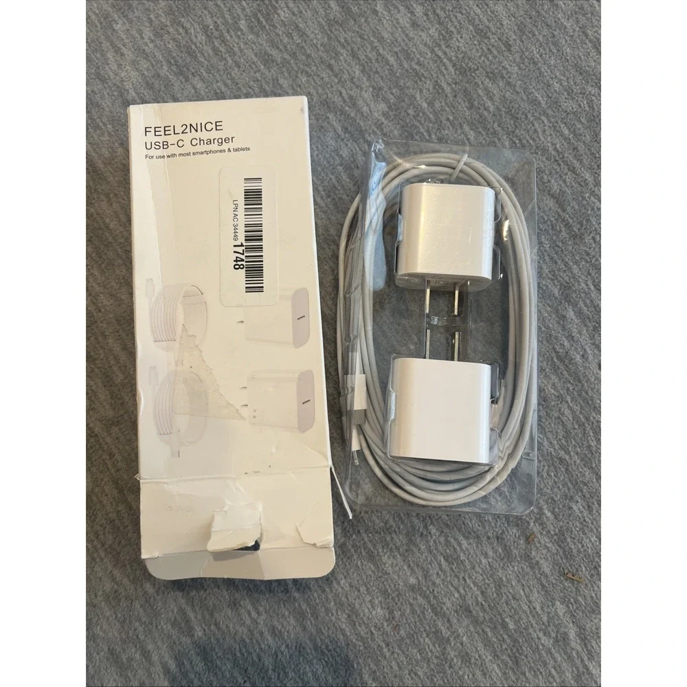 Feels2Nice USB-C Quick Cables & Block Chargers 2Pk For iPhone 14 & Below New Box